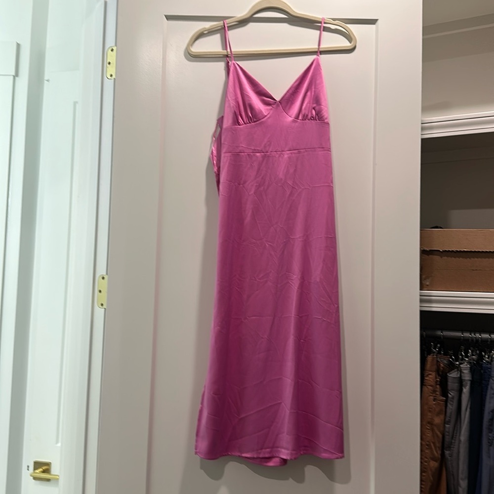 Pink rose open back midi dress